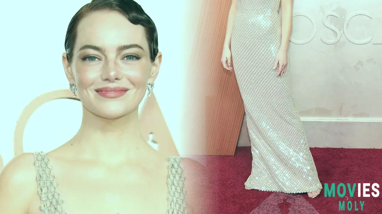 Emma Stone Steals the Show at the 2025 Oscars: Champagne Dress Pixie Cut & Red Carpet Magic - MoviesMoly image 3