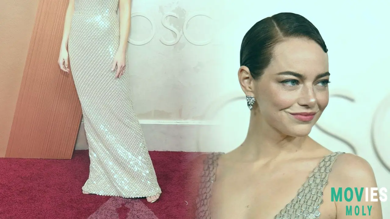 Emma Stone Steals the Show at the 2025 Oscars: Champagne Dress Pixie Cut & Red Carpet Magic - MoviesMoly image 4