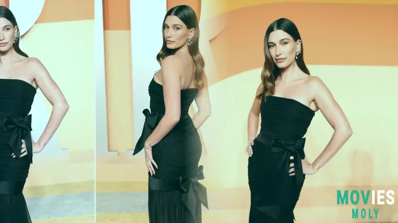 Hailey Bieber Dazzles Solo at Vanity Fair Oscars Party: All Eyes On Her Stunning Look and Baby News image 4