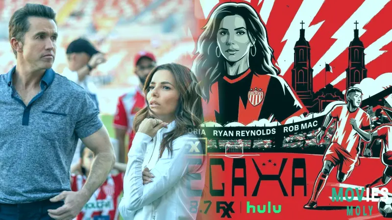 In the docuseries "Necaxa," Eva Longoria, Ryan Reynolds, and Rob Mac talk about Mexican football.
